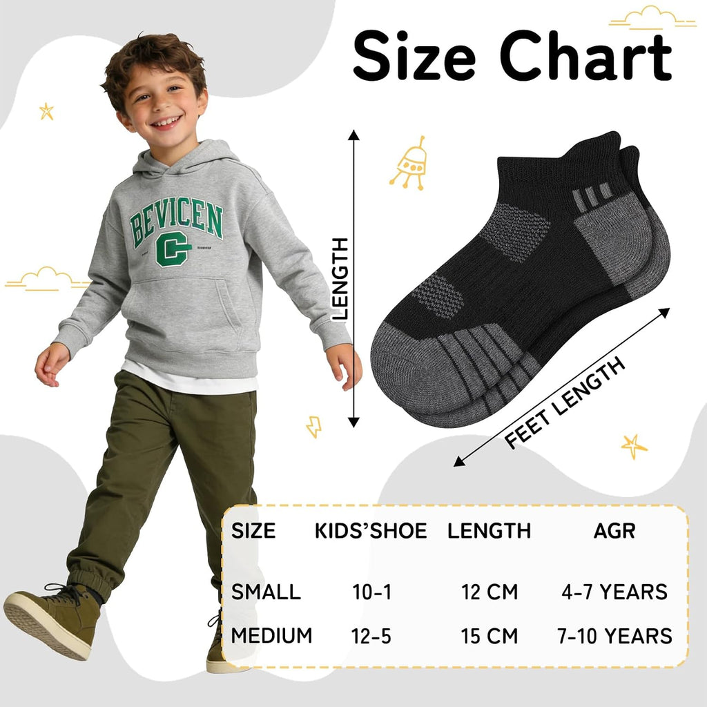 10 Pairs Boys Ankle Athletic Socks Breathable Cushioned Low Cut Sports Socks For Kids Old