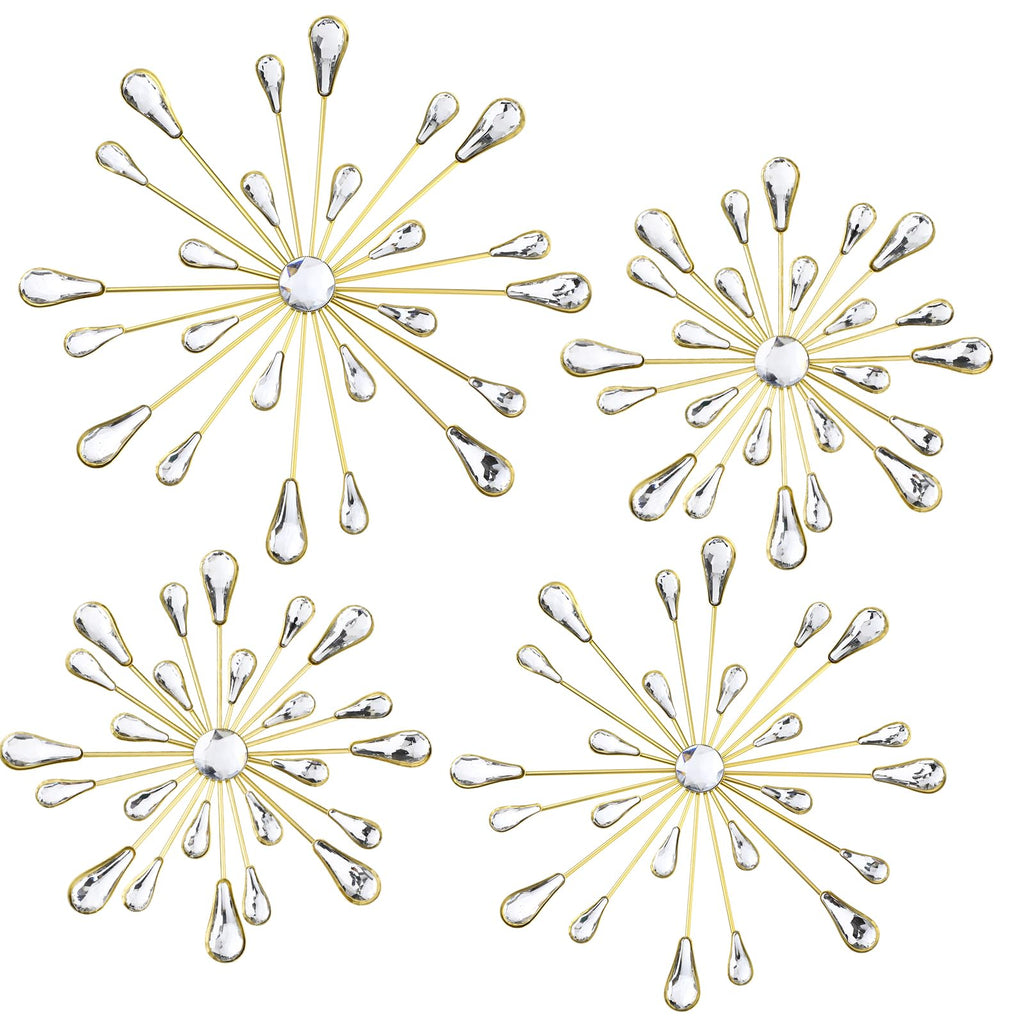 4 Pcs Starburst Wall Decor, Bling Metal Wall Art, Gold