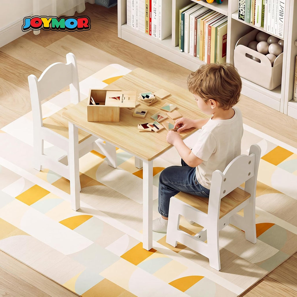 Kids Table and Chairs, Toddler Table and Chair Set for Ages 1-3, Wooden Activity Table with Chairs, Perfect for Arts