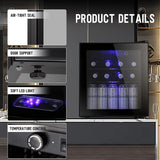 Mini Fridge Cooler - 70 Can Beverage Refrigerator Glass Door for Beer Soda or Wi