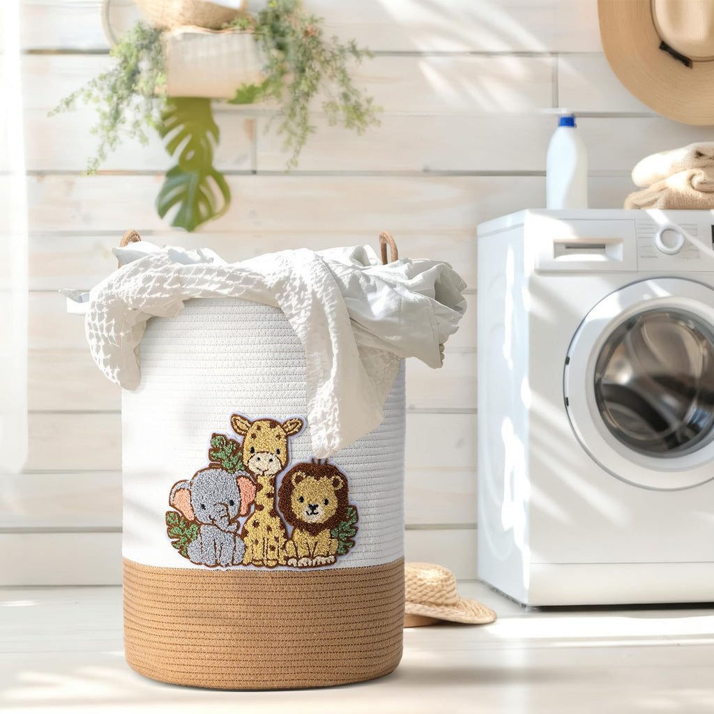 Jungle Animals Nursery Hamper Cotton Rope Basket