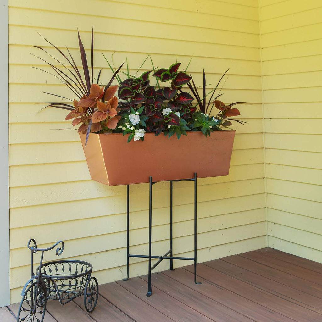 Plain Copper Flowerbox, Large Copper Window Flowerbox Planter, Large, Antique Copper Finish