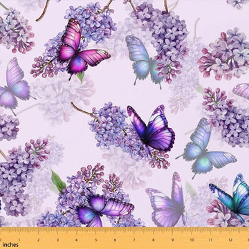 Lavender Butterfly Fabric By The Yard Soft Colorful