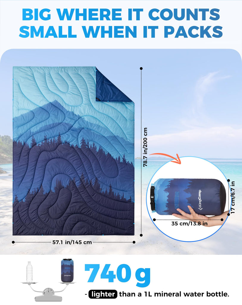 Ultralight Camping Blanket, Wearable Packable Blanket 79x57 Forest