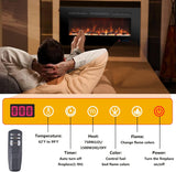 48 Inches Electric Fireplace Inserts, Recessed and Wall Mounted Fireplace Heater for Indoor Use with Remote Control
