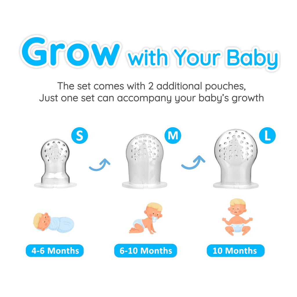 Baby Food Feeder & Freezer Tray Set, Self Feeding Teething Toy, Breast Milk Popsicle Mold, BPA Free for 3+ Months