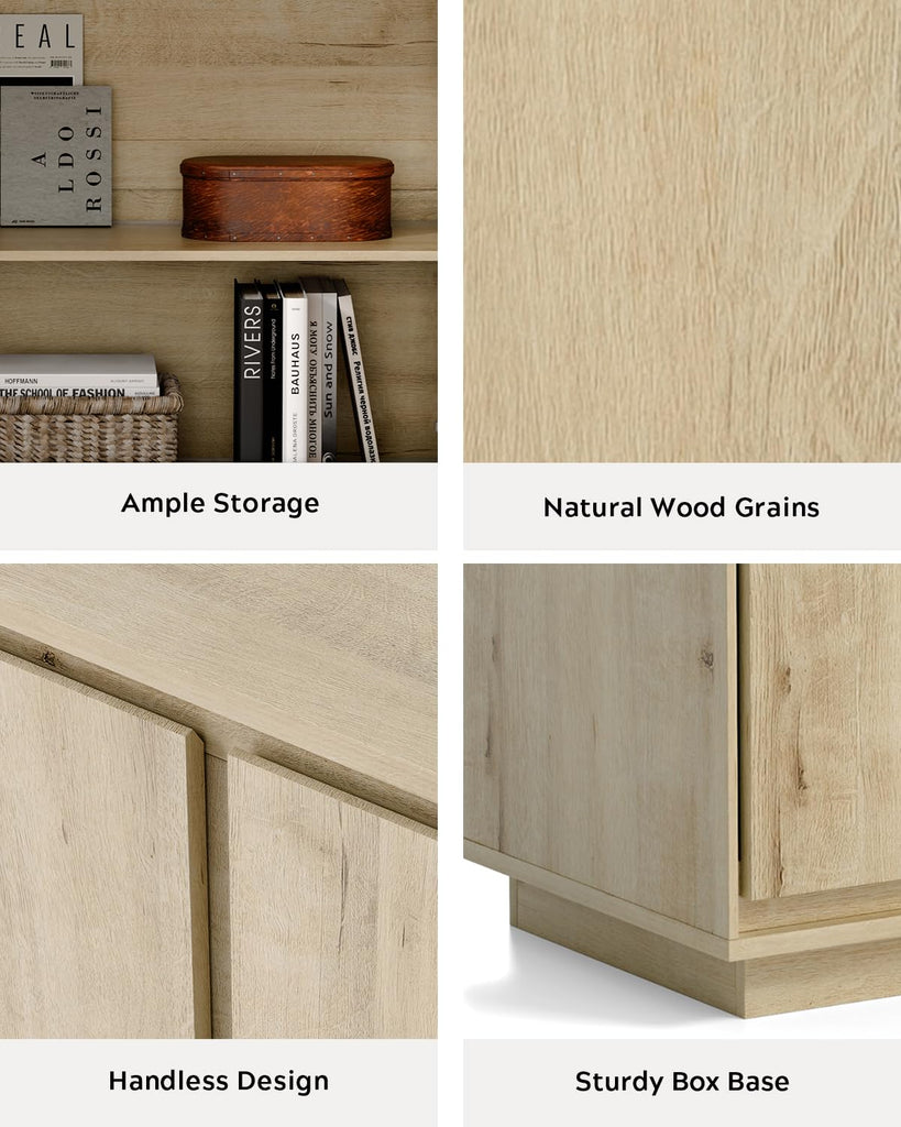 Buffet Storage Cabinet, Accent Sideboard Cabinet with Adjustable Shelves and Handless Design, Credenza Console Table