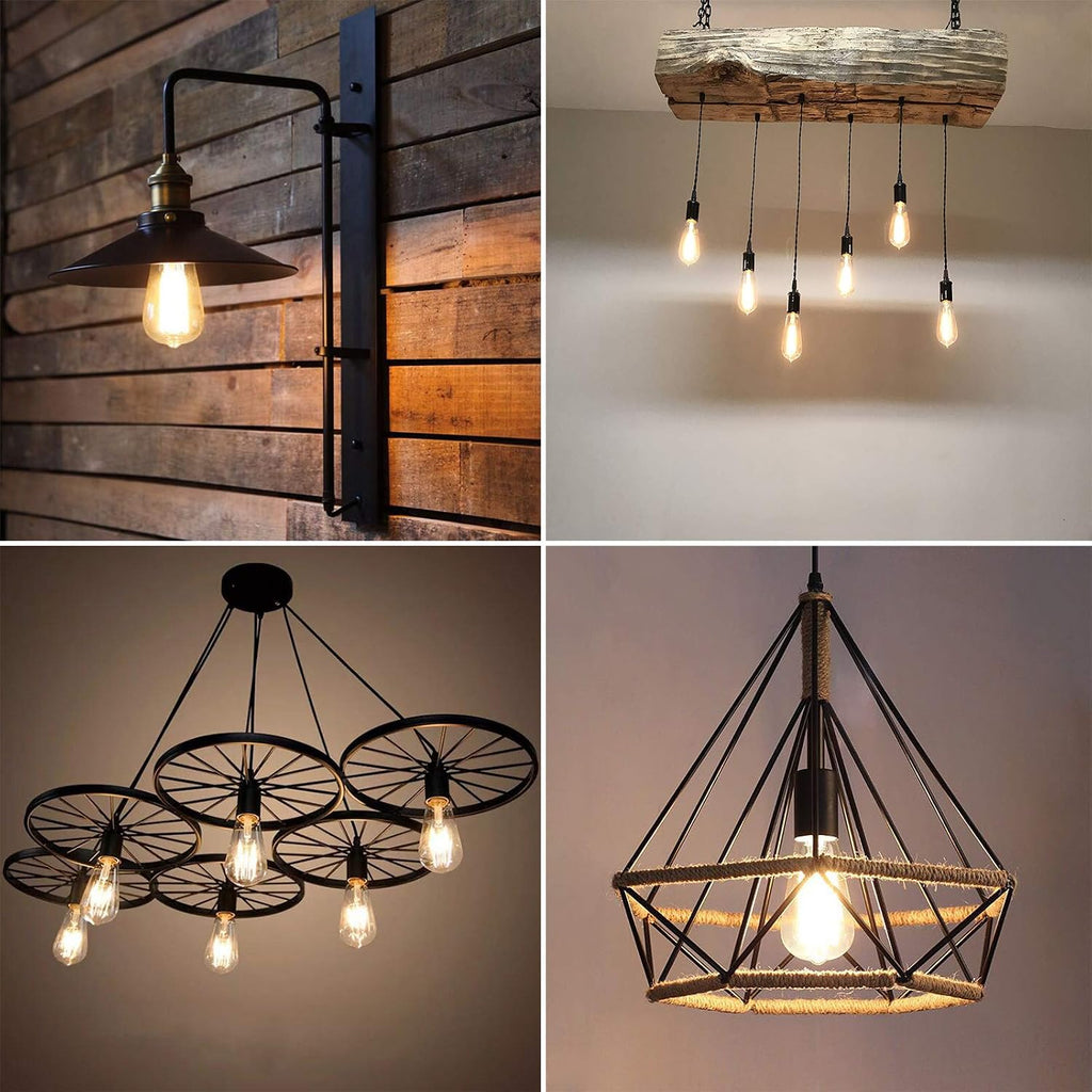 Vintage LED Edison Bulbs, 6W, Equivalent 60W, Non-Dimmable, High Brightness Warm White 2700K, ST58 Antique LED