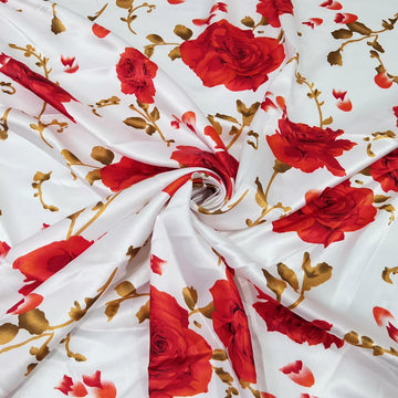 Flowers Print Satin Fabric Lining Dress Sewing Material