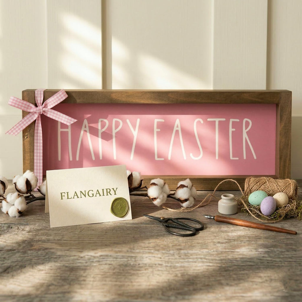 Happy Easter Sign, Wooden Pink Easter Table Top Decorations Indoor, Spring Wood Decorative Signage Wall Art Living