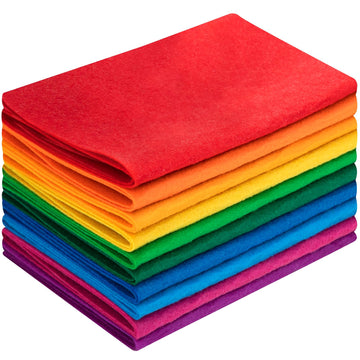 10 Sheets Felt Fabric for Crafts, 8x20 Inch 1.4mm Thick (Rainbow)
