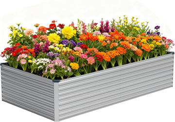 8x4x2ft Galvanized Raised Garden Bed,Metal Raised Beds Kit Silver | 2FT Deep Root Elevated Garden Planter Box