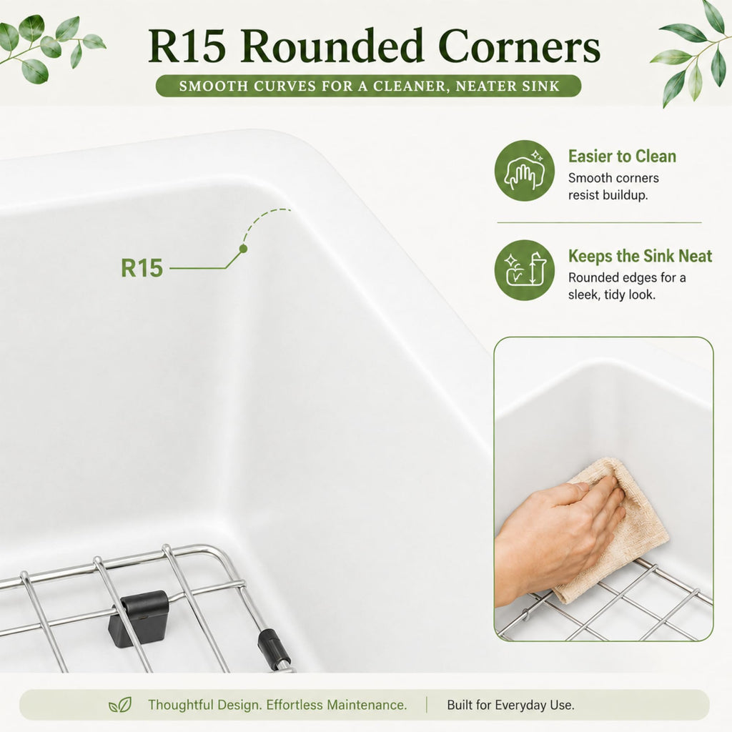 White Undermount Bar Sink 15 X17 inch, Small Composite Bar Sink