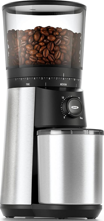 Brew Conical Burr Electric Coffee Bean Grinder - 12 Oz, Silver | Stainless Steel Burrs, One-Touch Automatic, 43 Grind