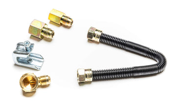 Gas Burner Non-Whistle Flex Line Connection Kit for Fireplace or Fire pits