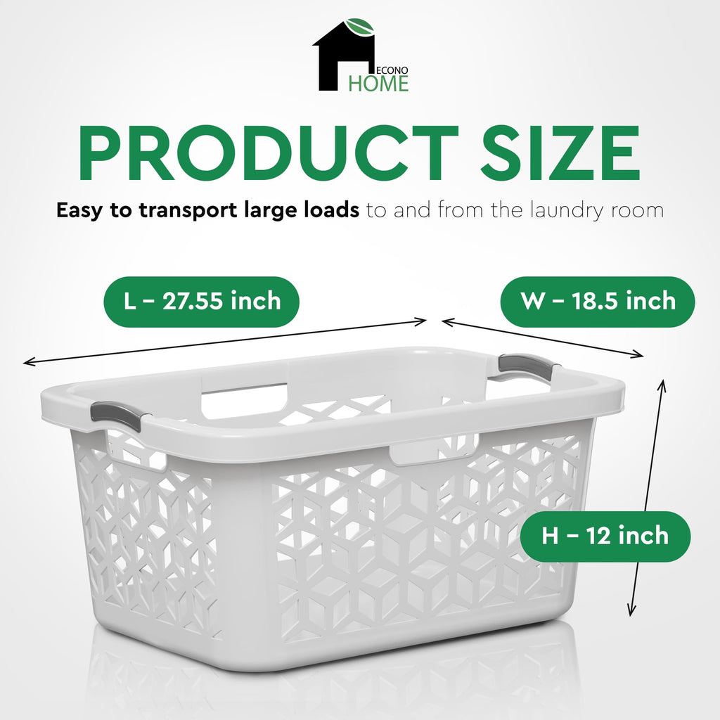 Laundry Basket - Large 2 Bushel Laundry Basket with Handles - Stackable Plastic Hamper for Dirty Clothes - Storage