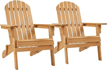 Folding Adirondack Chair Set of 2 Fire Pit,Honey Brown | Weather-resistant outdoor seating with a classic slatted