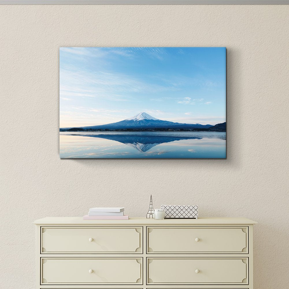 Mt. Fuji and Reflection on a Perfectly Smooth Lake - Canvas Art Home Art - 24x36 inches