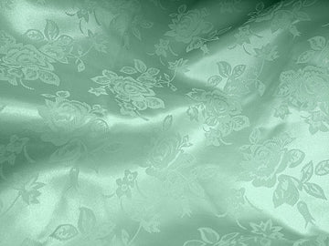 Rose Satin Brocade Jacquard Fabric, 58 Inches Wide - Mint Green - Sold by The Yard