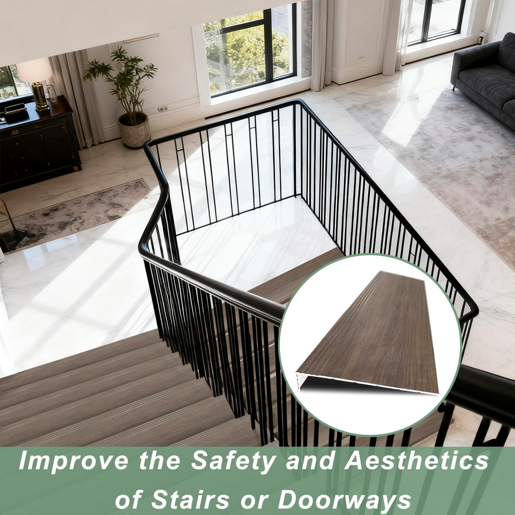 Non Slip Stair Treads for Stair Remodel, 4 Pieces 47x11.8 inch Wood Plastic Composite Stair Treads Decor with 2 inch