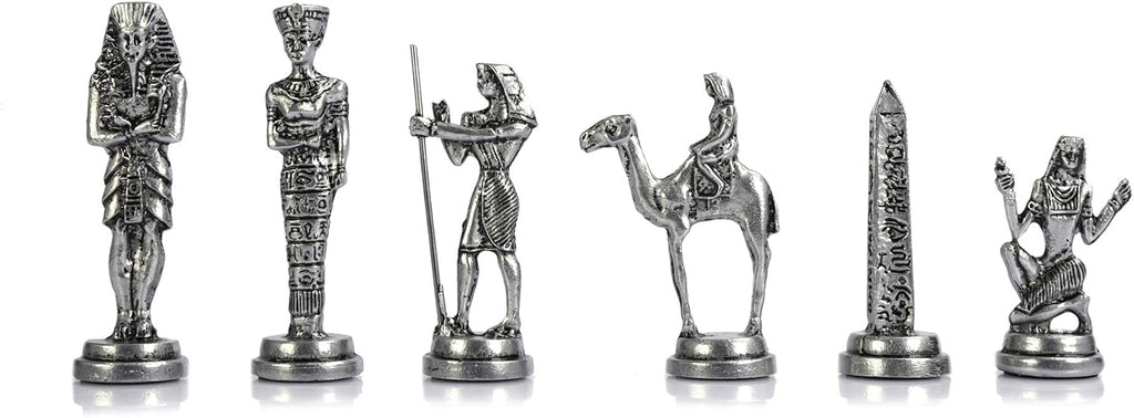 Egypt Pharaoh Antique Copper Figures Metal Chess Set for Adults Handmade Pieces and Natural Solid Wooden Chess Board
