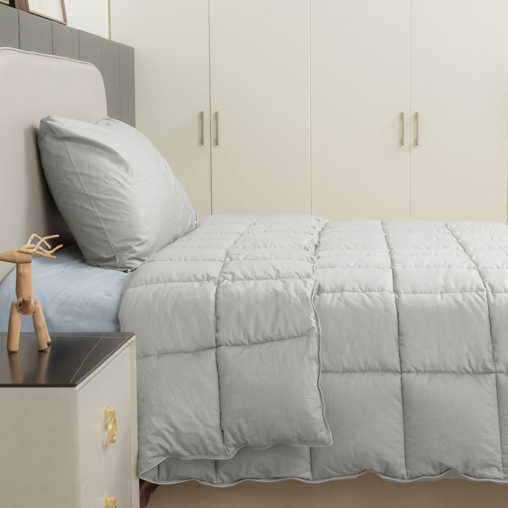 Oversized Queen Duvet Insert Cotton Cover Dorm Summer Silver Gray