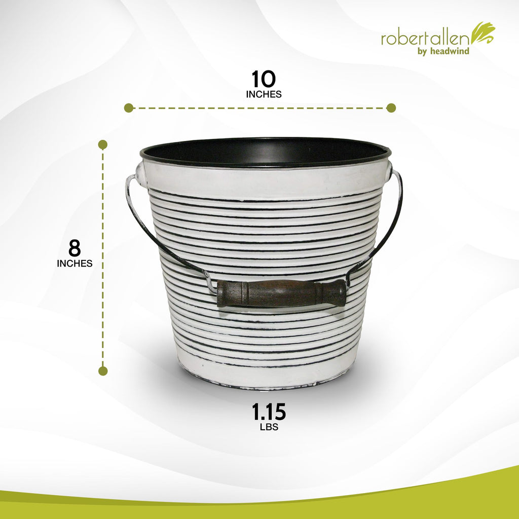 Vintage Collection 10 in Rustic White Bucket Planter