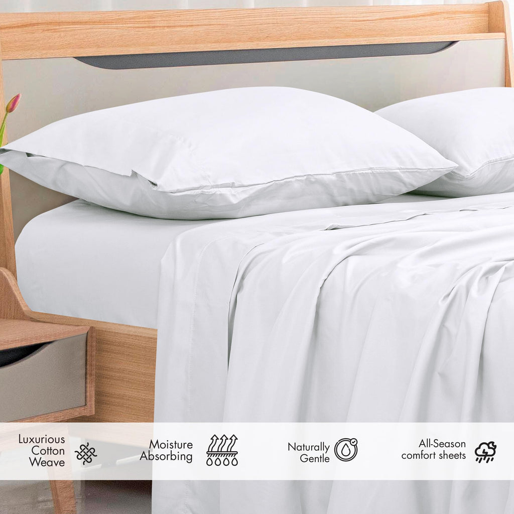 300 Thread Count 100% Cotton Twin XL Flat Sheet - Super Soft Flat Sheets Only - Top Sheet Sold Separately