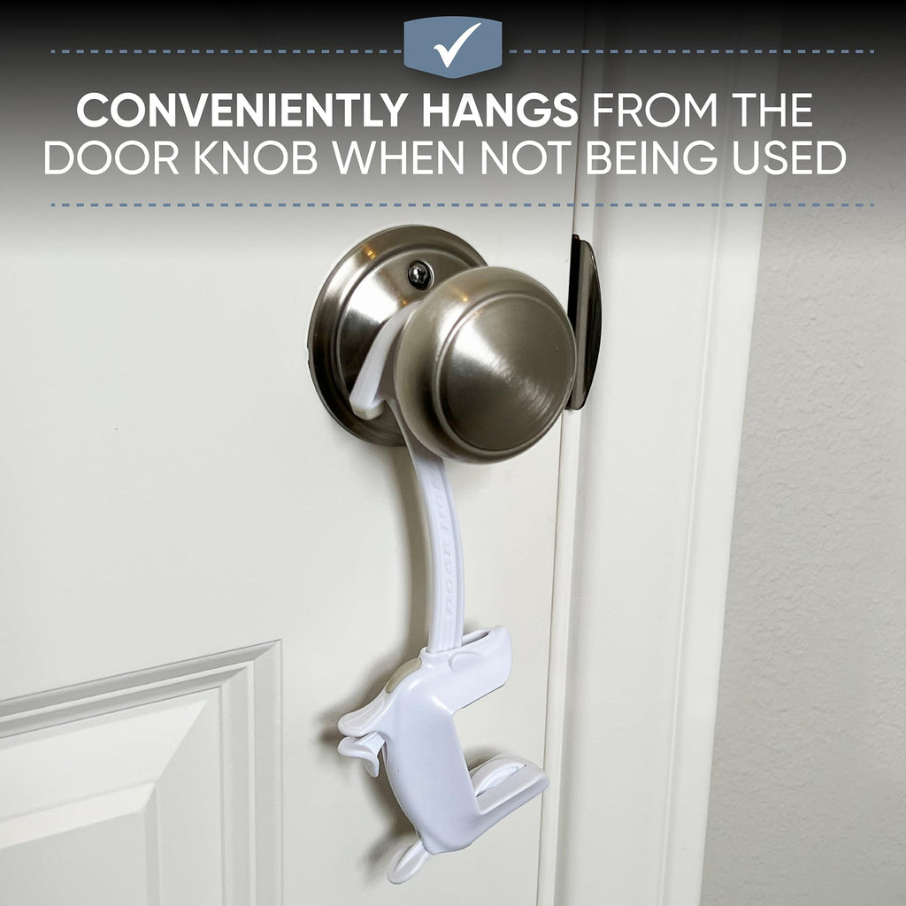 Child Proof Door Lock & Pinch Guard - For Door Knobs & Lever Handles - Easy to Install - No Tools or Tape Required