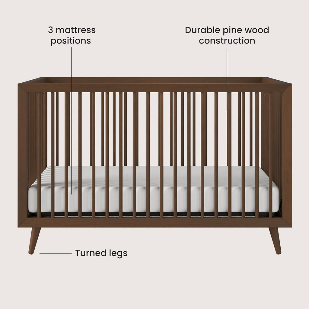 Cranbrook Design 4-in-1 Convertible Baby Crib Nursery Furniture Set, Baby Bed and 6 Drawers Double Dresser, for
