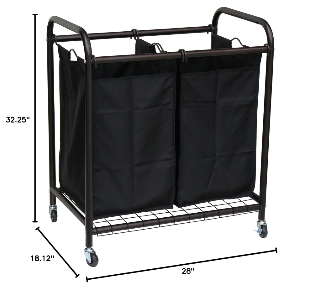 2-Bag Rolling Laundry Sorter, Bronze