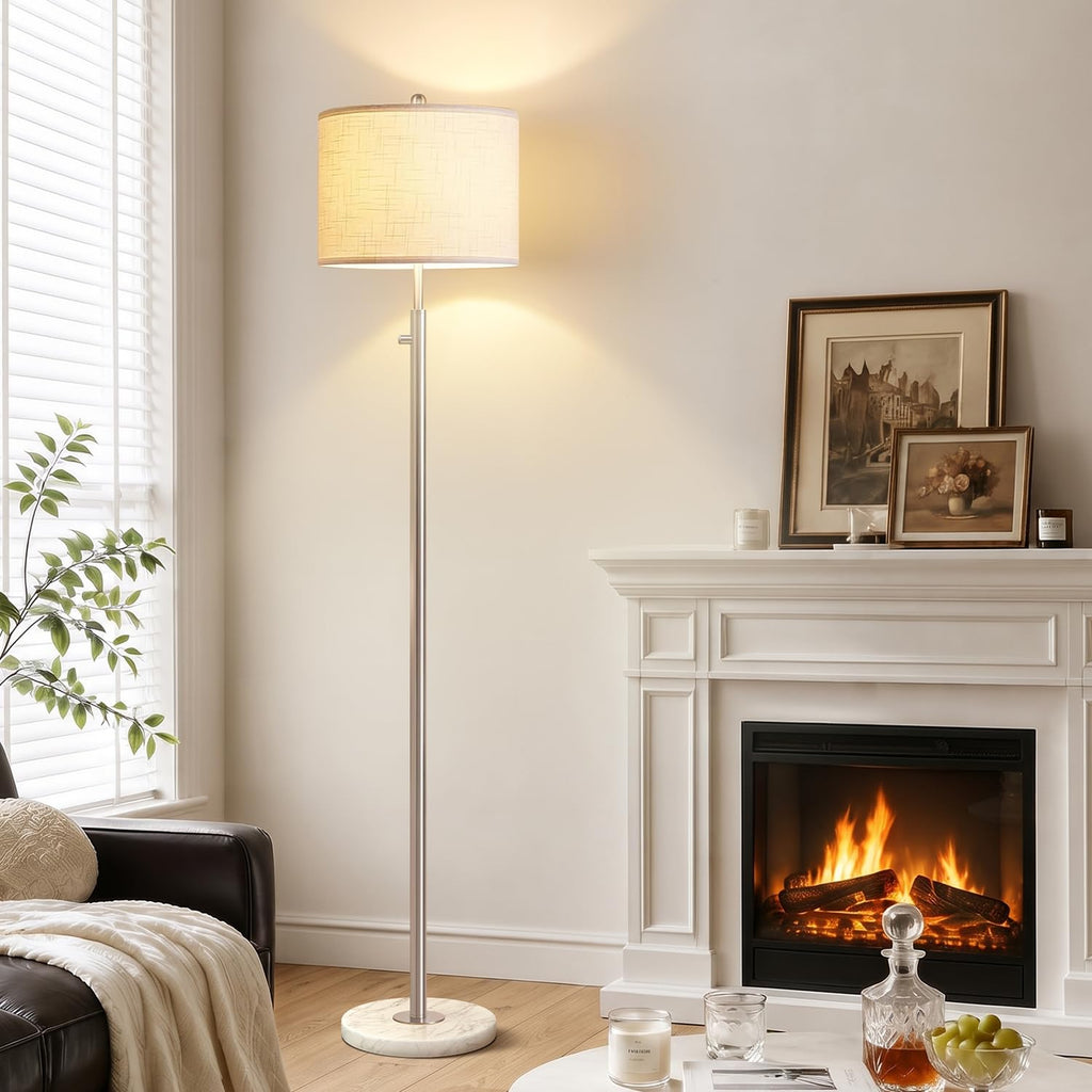 Dimmable Floor Lamp, 11W LED Bulb Included, Modern Standing Lamp with Marble Base, Tall Pole Light
