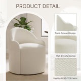 Upholstered Dining Chairs with Casters, No Assembly Modern Dining Room Chairs Accent Vanity Chair with 5 Wheels &