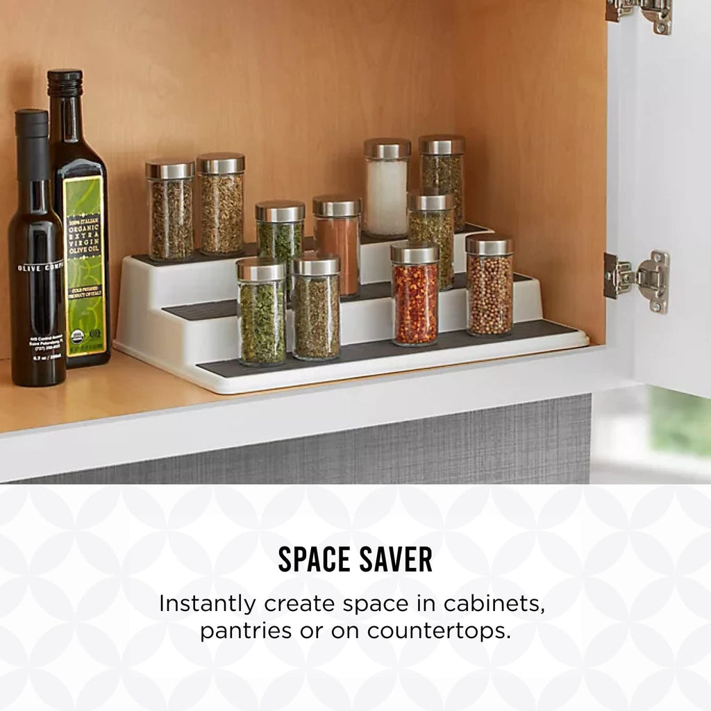 Cabinet Spice Rack Organizer, 10 Inch Tiered Shelf Riser Cabinets, Pantry, and Countertop - Holds Spices