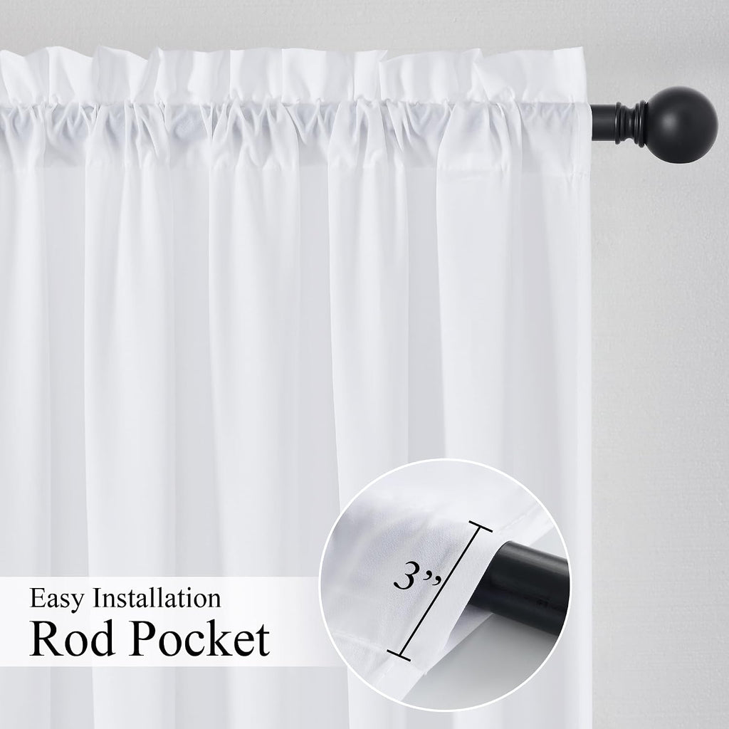 2 Panels Privacy Sheer Cafe Curtains 26 x 30 Inches, Light Filtering Kitchen Curtains Home Decor, Non-See-Through