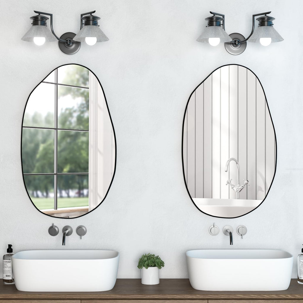 Irregular Wall Mirror Asymmetrical Mirror, Wall Mounted Mirror, Decorative Modern Wall Decor, (Black, 33.5''x20.5'')