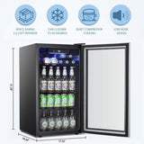 Beverage Refrigerator Cooler -120 Can Mini Fridge Glass Door for Soda Beer or Wi