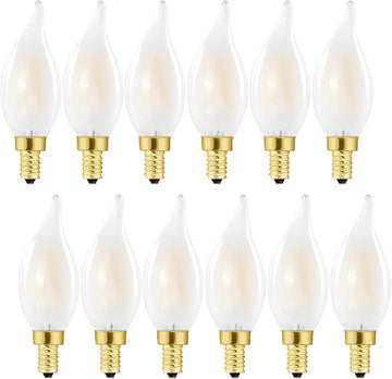 Dimmable E12 Candelabra LED Bulb 25watt, Frosted LED Chandelier Light Bulbs,Type B 2700k Warm White, 2W Equal