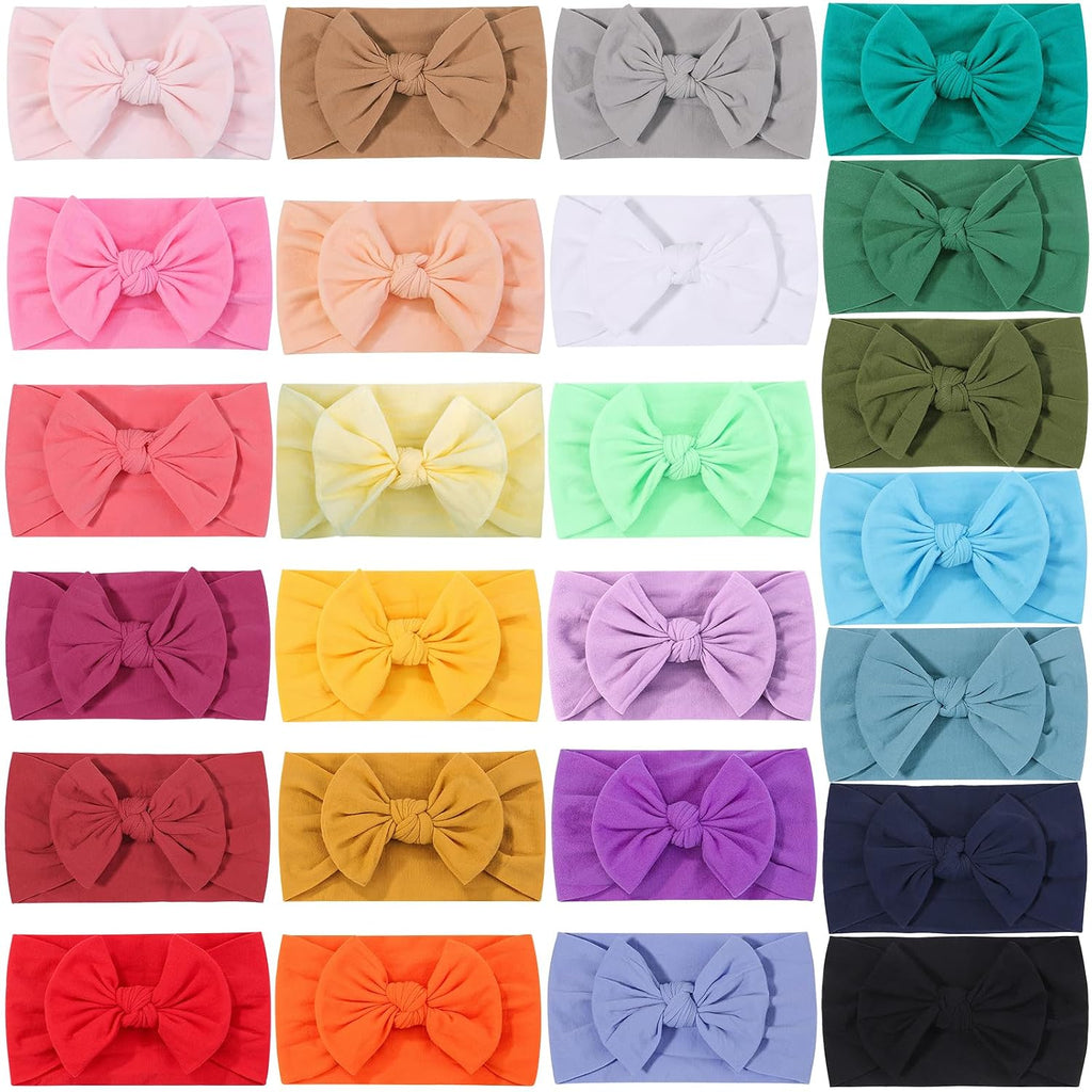 25PCS Baby Nylon Headbands Soft Baby Girl Headbands with Hair Bows