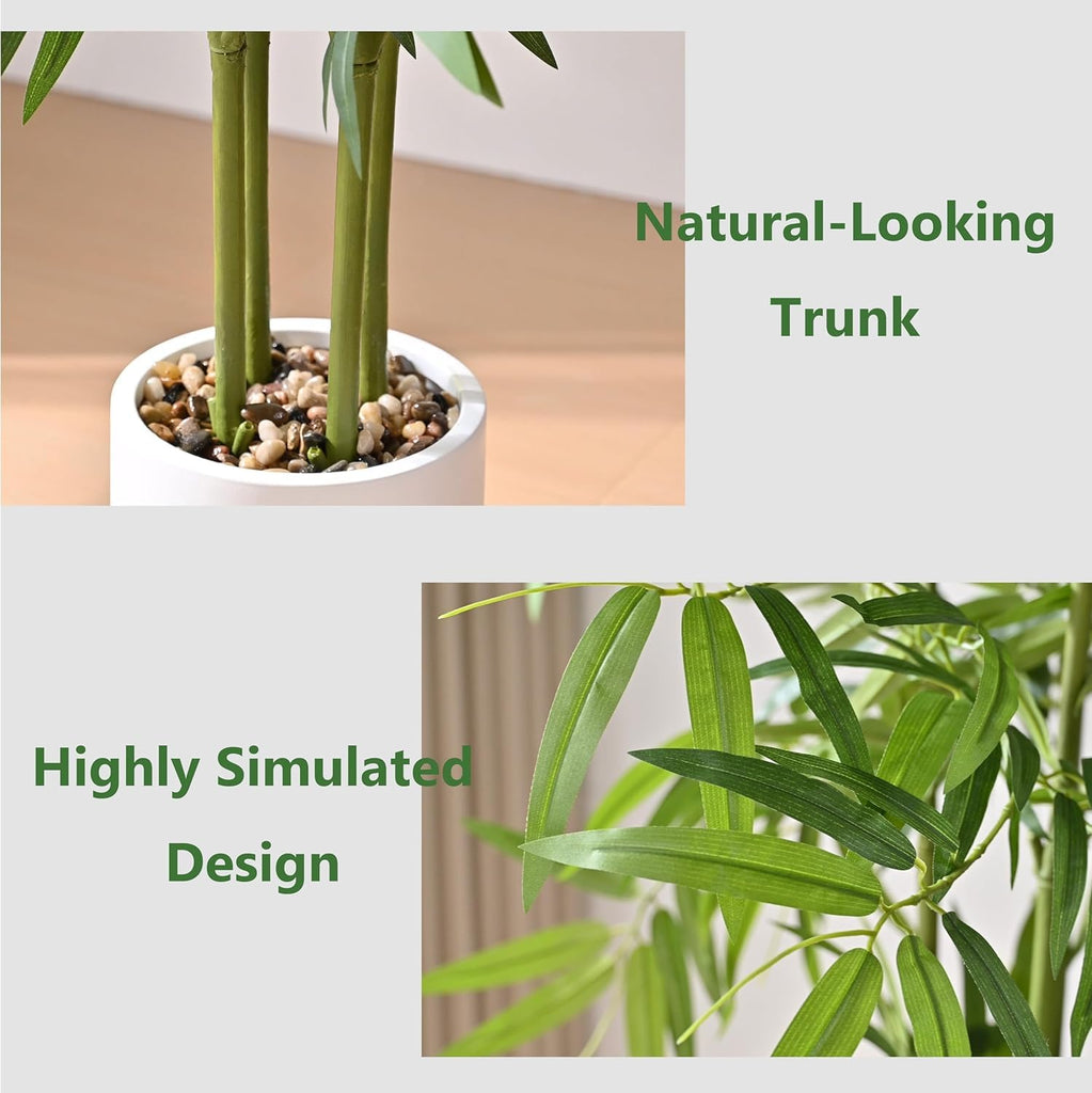 Artificial Tree Fake Plants, Artificial Bamboo Tree 7FT Tall in White Potted, Artificial Tree Indoor Decor Bamboo