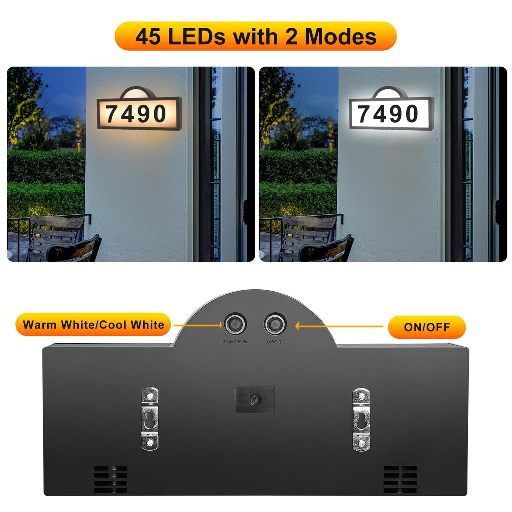 LED Solar Address Sign, Address Numbers for Yard with 2 Colors