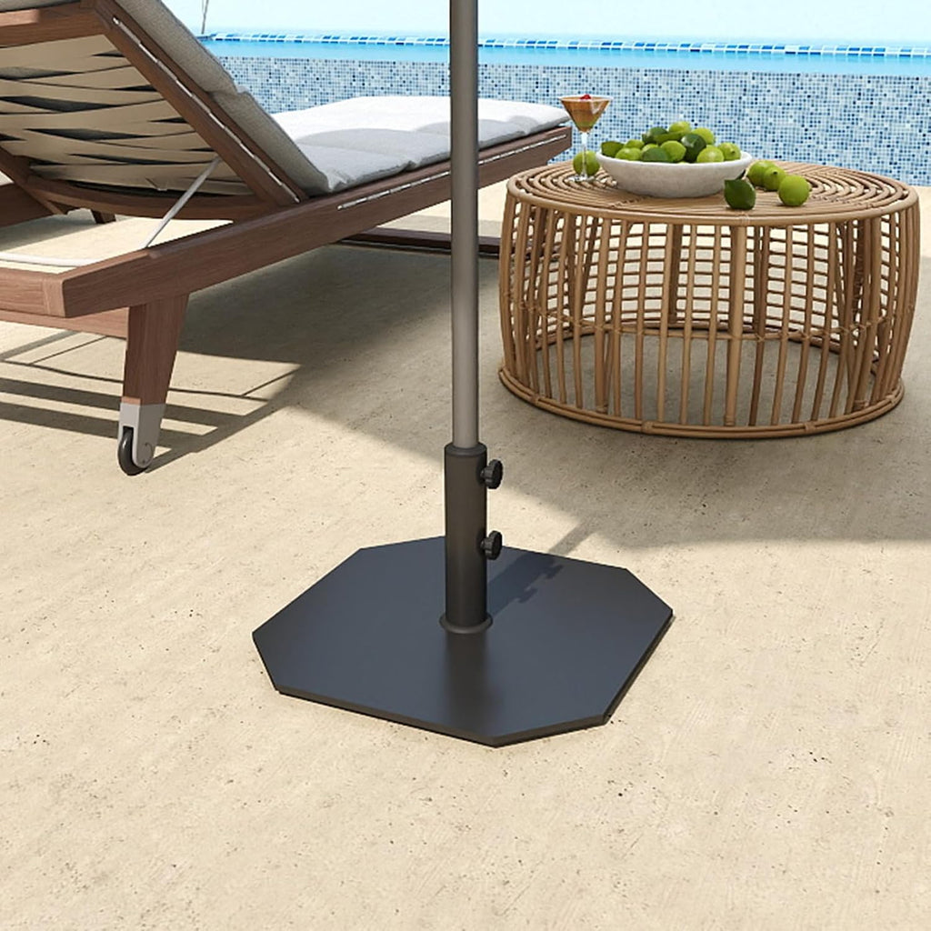 44 lb Steel Plate Patio Umbrella Base, Square Heavy Duty Stand Weight with 4 Anti-Slip Pads Table Umbrella, Black
