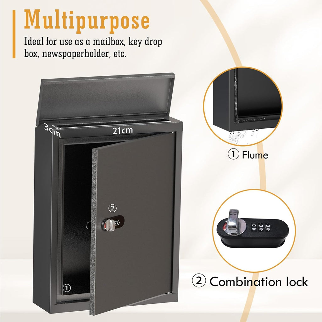 Wall Mount Mailbox Combination Lock, Security Mail Box Box School