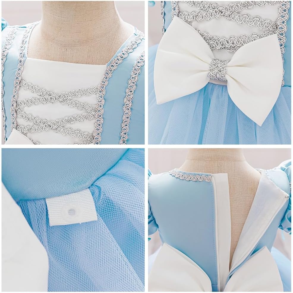 Girls Birthday Wedding Party Dresses w/Headwear Princess Bowknot Dress Christening Baptism Tutu Gown