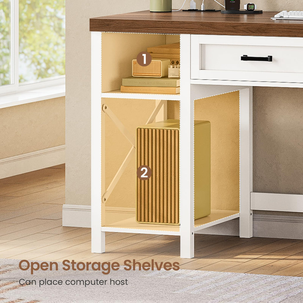 40" Farmhouse Small Desk with Drawers for Small Space, Bedroom