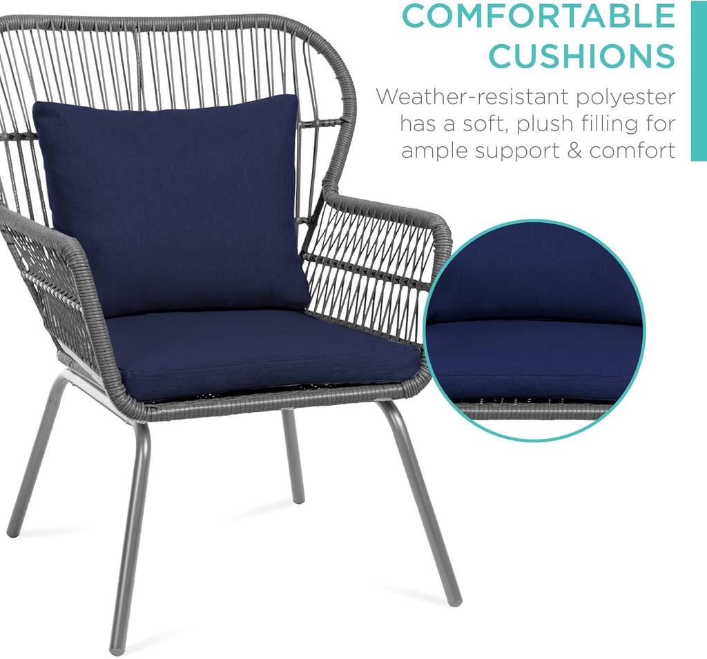 Best Choice Products 3-Piece Patio Conversation Bistro Set, Outdoor All-Weather Wicker Furniture for Porch