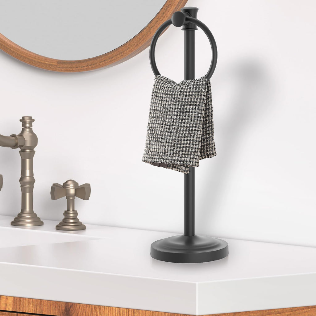 Hand Towel Holder Stand Free Standing Towel Bar Matte Black