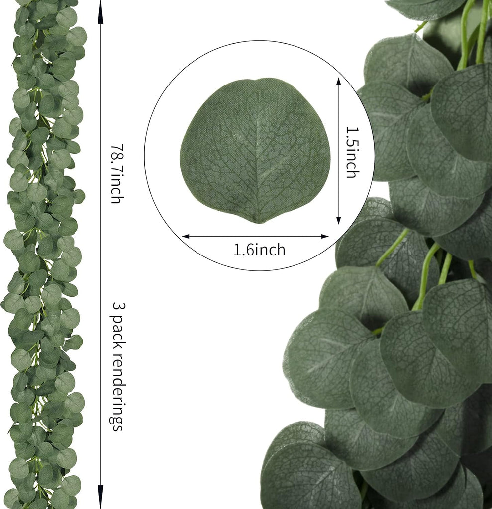 Eucalyptus Garland,Artificial Eucalyptus Leaves Table Greenery Garland Wreath Vines for Wedding Party Table - Set of 72