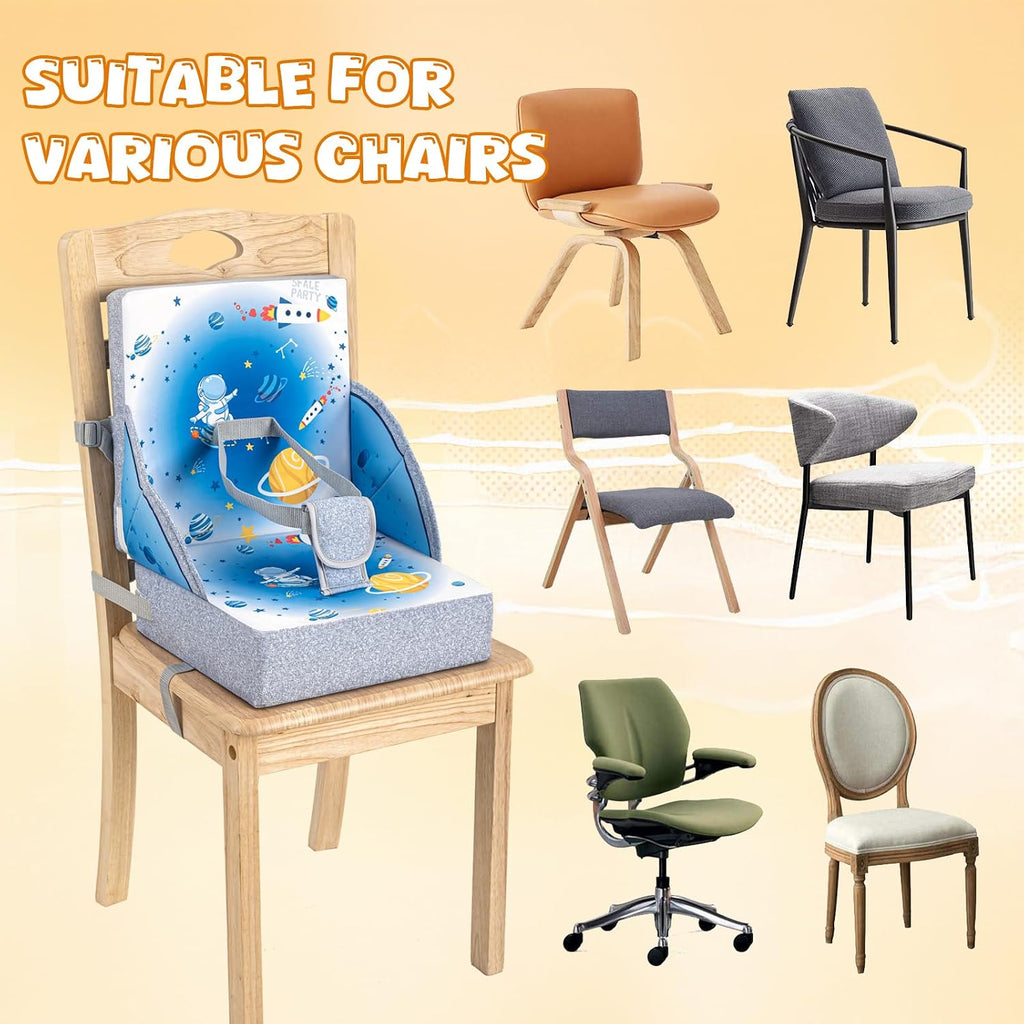 Toddler Booster Seat, Portable Baby Booster for Dining Table, Travel Toddler Chair with Adjustable Straps
