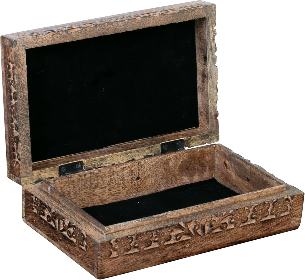 Wooden Jewelery Box Decorative Box with Life of Tree Carving - Antique Design for Sister Birthday Gifts, Jewelry